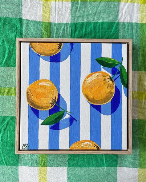 Fruit Painting Abstract, Colorful Fruit Painting, Fruits Canvas Painting, Lemon And Orange Painting, Painting Idea Acrylic, Acrylic Orange Painting, Painting Oranges Fruit, Painting Fruit Easy, Orange Painting Acrylic