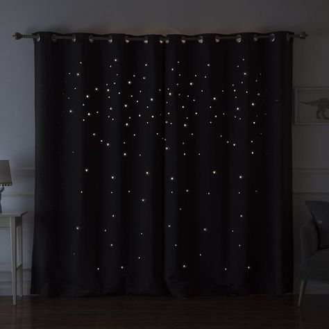 Harriet Bee Jayme Star Cut Out Blackout Thermal Grommet Curtain Panels & Reviews | Wayfair Noir Bedroom, Star Cut Out, Light Pattern, Fashion Star, Space Room, Colorful Curtains, Grommet Curtains, Light Control, Room Ideas Bedroom