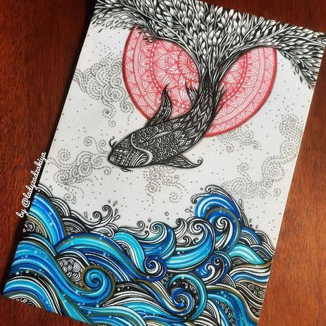 color mandala zentangle and doodle drawing Drawing Of A Fish, Color Mandala, Mandala Zentangle, Pen Art Work, Zen Doodle Patterns, Mandala Doodle, Easy Mandala Drawing, Boho Art Drawings, Mandala Art Therapy