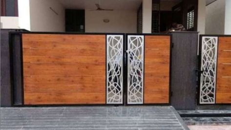 For every homeowner with an open driveway or perhaps a selection of wooden gates, there are many good reasons why you should install electr... Modern Iron Gate Designs, Wooden Gate Designs, Contemporary Gates, Modern Main Gate Designs, Food Background Wallpapers, Compound Wall Design, Home Gate Design, Gate Designs Modern, Entry Gate