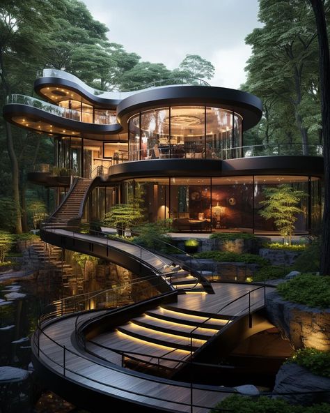 Mansions Modern, Houses Mansions, Futuristic House, Futuristic Home, Architecture Model House, Modern Villa, Inspire Me Home Decor, Design Room, Fantasy House