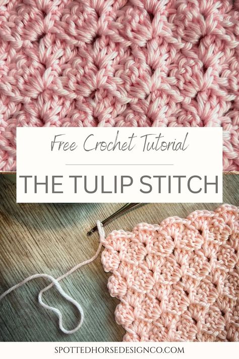 Tulip Stitch, Spotted Horse, Crochet Prayer Shawls, 100 Crochet Stitches, Crochet Stitch Tutorial, Crochet Stitches Free, Knitting Tips, Easy Crochet Stitches, Stitch Tutorial