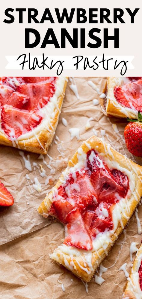 Strawberry Danish, Easy Puff Pastry Desserts, Strawberry Puff Pastry, Puff Pastry Recipes Dessert, Cream Cheese Puff Pastry, Puff Pastry Cream Puffs, Pastries Recipes Dessert, Breakfast Pastry, Puff Pastry Desserts