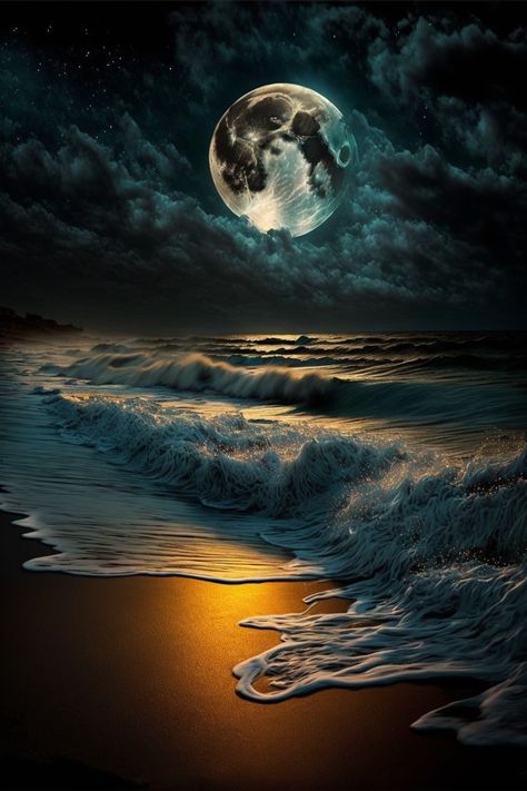 Full moon beach waves Beach Waves Wallpaper, Pretty Woman Aesthetic, Moon And Waves, Android Customization, Nova Launcher Setup, Beautiful Full Moon, Phoenix Wallpaper, World Nature, Barbara Eden