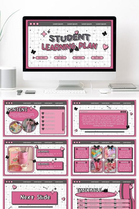 Cute Student Learning Plan Powerpoint Template Pink#pikbest#powerpoint Power Point Design Templates, Good Slide Presentation, All About Me Powerpoint Slide, Cute Powerpoint Templates Aesthetic, Pink Power Point Template, Research Powerpoint Template, Self Presentation Powerpoint, About Me Powerpoint Slide, Slide Templates Aesthetic