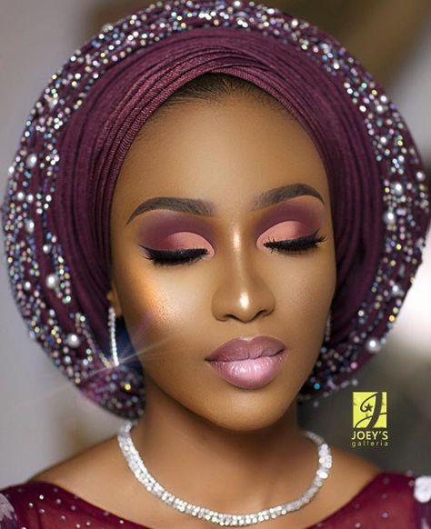 Nigerian Wedding Makeup, Black Bridal Makeup, Glam Bride Makeup, African Makeup, Maquillage Yeux Cut Crease, African Hair Wrap, Makeup Gallery, Brown Girls Makeup, Lipstick For Dark Skin