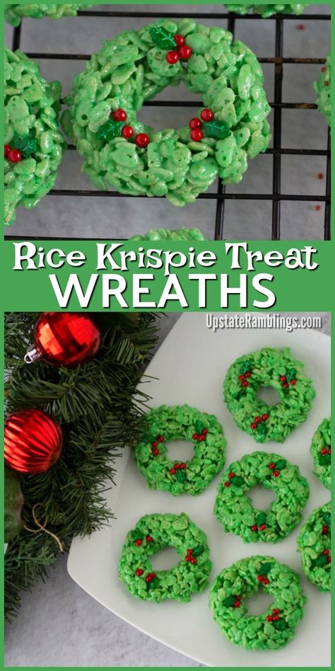 Simple Christmas Treats, Krispie Treats Christmas, Upstate Ramblings, Rice Krispie Treats Christmas, New Year's Desserts, A Simple Christmas, Krispie Treats Recipe, Easy Christmas Treats, Holiday Cupcakes