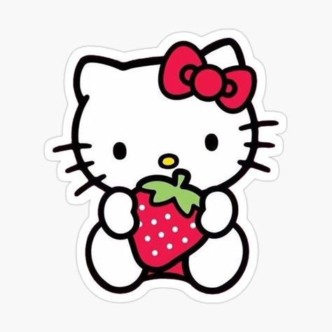 Cute strawberry character sticker. Perfect for your planner, journal, or laptop. #ootd #kawaii . #Hello_Kitty_Topper_Printable #Hello_Kitten #Hello_Kitty_Printables #Cute_Laptop_Stickers Hello Kitty Topper Printable, Stickers Rosa, 2000s Stickers, Strawberry Character, Strawberry Sticker, Hello Kitten, Images Hello Kitty, Hello Kitty Printables, Hello Kitty Aesthetic