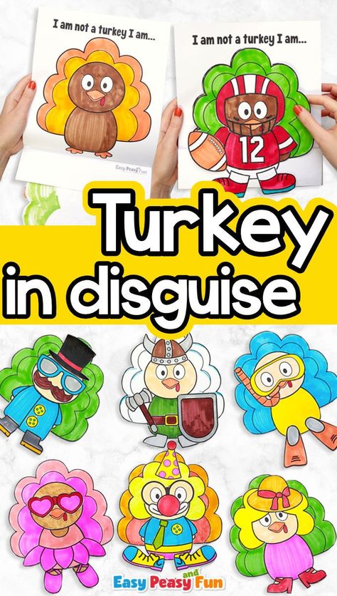 Turkey In Disguise Printable, Disguise A Turkey Ideas Kids, Turkey In Disguise, Turkey Template, Disguise A Turkey, Turkey Disguise Project, Turkey Project, Thanksgiving Classroom, Turkey Disguise