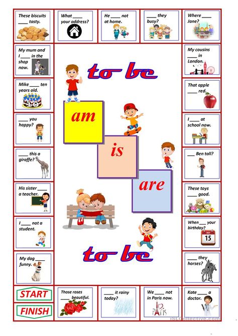 A boardgame "AM, IS, ARE" - English ESL Worksheets English Grammar Games, English Games For Kids, Speaking Activities English, Materi Bahasa Inggris, Grammar Games, Grammar For Kids, Esl Games, English Teaching Materials, English Activities For Kids