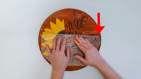 Vinyl On Wood, How To Seal Vinyl On Wood, Vinyl Lettering On Wood, How To Get Vinyl To Stick To Wood, Remove Stickers From Wood, How To Apply Vinyl To Wood, Htv On Painted Wood, Stick Letters, Clear Vinyl Stickers