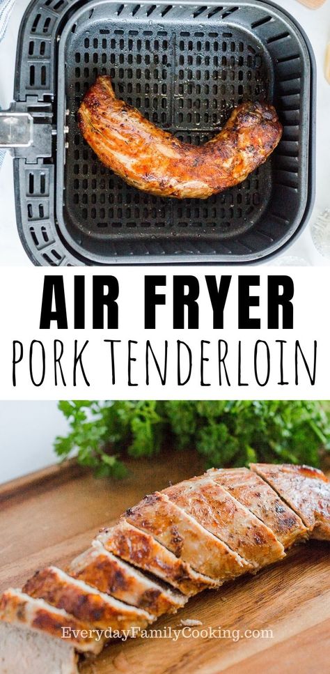 The best air fryer pork tenderloin recipe. This pork tenderloin is cut into medallions to make a juicy and tender meat. It’s a great family meal! Includes directions on how to make from fresh and frozen. #airfryer #airfryerdinnerrecipes #airfryerdinner Air Fryer Pork Tenderloin, Air Fryer Recipes Pork, Easiest Dinner, New Air Fryer Recipes, Air Fryer Pork, Air Fryer Recipes Snacks, Pork Tenderloin Recipe, Air Fryer Cooking Times, Cooks Air Fryer