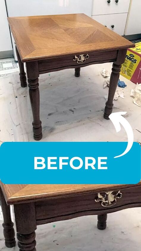 Step Up End Table Makeover, Repaint End Table, Refinishing Side Table, Wood End Table Makeover, Diy Old Table Makeover, Painted End Tables Diy, Side Table Painting Ideas Diy, Refinishing End Tables Diy, Refinish End Tables