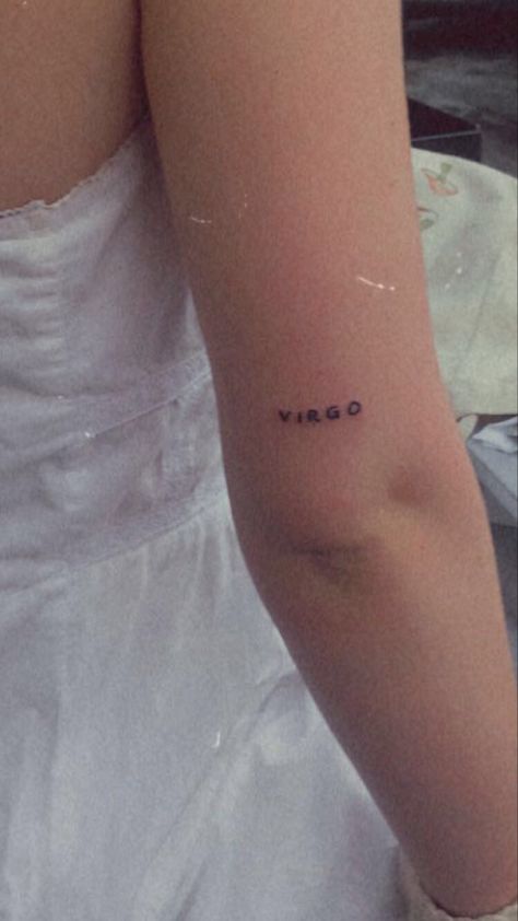 Virgo Writing Tattoo, Simple Virgo Tattoo, Virgo Neck Tattoo, Virgo Tattoos For Women, Virgo Aesthetic Tattoo, Tattoo Ideas Virgo, Virgo Zodiac Tattoo, Virgo Tattoo Minimalist, Virgo Inspired Tattoo