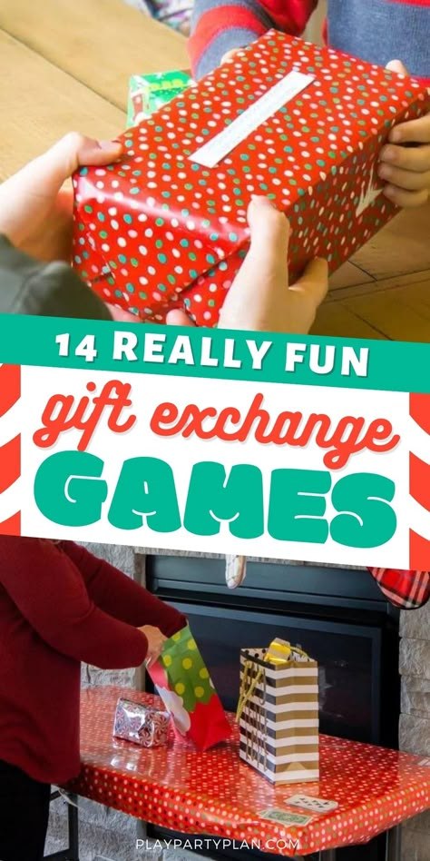 The best gift exchange games for your next Christmas party! Everything from dice games to left right games, and more! Fun Christmas Gift Games For Family, Game For Gift Exchange, Dice Roll Gift Exchange Game, Fun Gift Games For Christmas, Rob Your Neighbor Game Ideas, White Elephant Alternatives, Holiday Gift Games Family Christmas, Easy Gift Exchange Ideas, Christmas Present Games Family