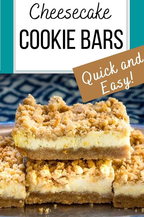 Cheesecake Cookie Bars, Easy Dessert Bars, Cheesecake Cookie, Cookie Crumble, Fast Desserts, Dessert Bar Recipe, Bake Cheesecake, Cheesecake Cookies, Desserts For A Crowd