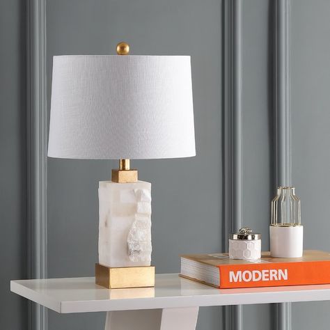 Mercer41 Prospe Alabaster 23" Table Lamp & Reviews | Wayfair Moody Master, Alabaster Lamp, Table Metal, Contemporary Table Lamps, Led Table, Metal Table Lamps, Table Lamp Sets, Metal Lamp, White Table Lamp