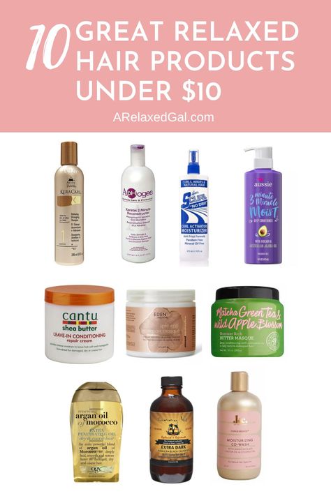 Trying to save some money? One way to have your budget stretch further is to use cheaper but still effective hair products on your relaxed hair. Here are 10 that can all be found under $10 at certain retailers. Click this pin to see what these products are. Relaxed Hair Regimen, Relax Hair, Relaxed Hair Journey, Relaxed Hairstyles, Healthy Relaxed Hair, Relaxed Hair Care, Hair Growth Secrets, Natural Hair Care Tips, Fabulous Hair