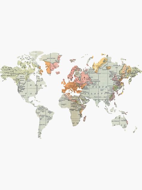 "Baesic Vintage World Map" Sticker by BaesicClothing | Redbubble World Map Sticker, Maps Aesthetic, Wallpaper Travel, Map Sticker, Vintage World Map, World Map Wallpaper, Vintage Stickers, Map Background, Map Wallpaper