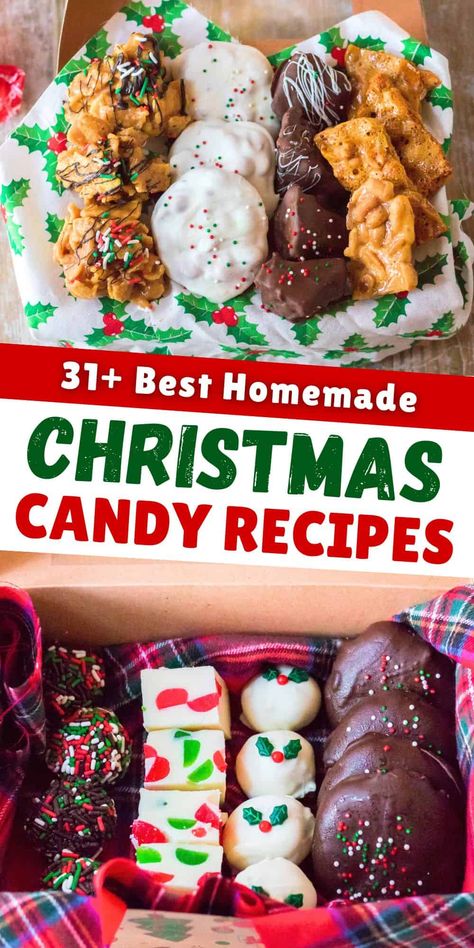 The best Christmas candy recipes to sweeten your holiday season, from classic fudge recipes to easy homemade candies perfect for holiday parties or to give as edible gifts. Christmas Snacks Gifts Homemade, Christmas Cookies And Candies Recipes, Christmas Candy Easy Recipes, Easy Candy Recipes For Christmas, Candy For Christmas Homemade, Christmas Brittle Recipes, Candy Bar Christmas Gifts, Christmas Cakes 2023, Easy Christmas Candies And Treats