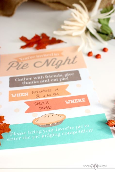 Pie Night Tradition Invite Church Game Night, Pie Night, Christmas Party Menu, Apartment Marketing, Thanksgiving Pie, Pie Party, Thanksgiving Eve, Gratitude Activities, Friendsgiving Party