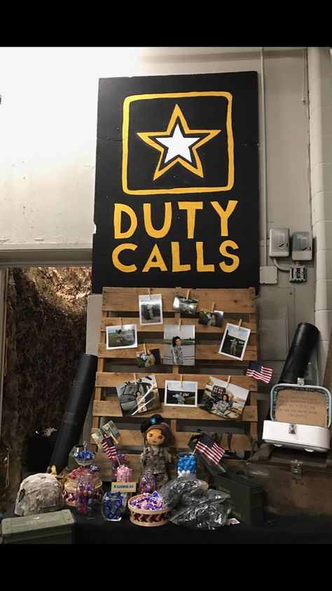 Welcome Back Army Party, Welcome Home From Army Party, Navy Seal Birthday Party Ideas, Army Enlistment Party, Marines Decorations Party, Welcome Home Soldier Party Ideas, Bootcamp Send Off Party Ideas, Enlistment Party Army, Deployment Send Off Party