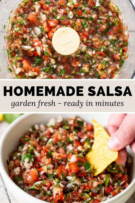 Ready in only 5 minutes, this quick and easy homemade salsa recipe is better than store-bought or restaurant-style versions. You only need 6 simple ingredients and plenty of tortilla chips to enjoy this sweet, spicy, and citrusy fresh salsa. Fresh Salsa Recipe Homemade, Chunky Salsa Recipe, Roasted Salsa Recipe, Best Homemade Salsa, Easy Homemade Salsa Recipe, Easy Homemade Salsa, Tomato Salsa Recipe, Fresh Salsa Recipe, Easy Salsa Recipe