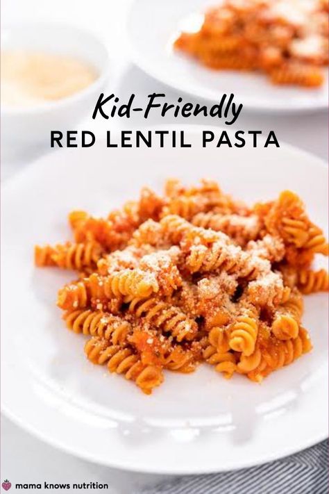 Red Lentil Noodle Recipes, Red Lentil Rotini Recipes, Red Lentil Pasta Recipes Healthy, Red Lentil Pasta Sauce, Lentil Toddler Recipes, Lentil Pasta Sauce, Red Lentil Pasta Recipes, Recipe For Picky Eaters, Red Lentils Recipe