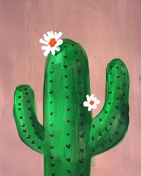 #acrylic #painting #cactus Paint Party For Kids, Painting Heart, Cactus Paintings, Organizator Grafic, Abstract Heart, Cactus Painting, Easy Canvas Art, Simple Canvas Paintings, Cute Canvas Paintings