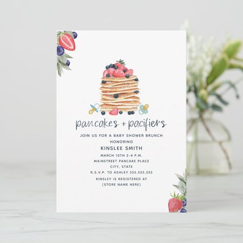 Pancakes And Pacifiers, Brunch Baby Shower Invitation, Pink Bridal Brunch, Bridal Shower Brunch Invitations, Baby Brunch, Brunch Bubbly, Bridal Brunch Invitations, Baby Shower Brunch, Brunch Invitations