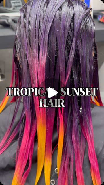 Different Hair Dye Colors, 4 Color Hair Dye Ideas, Pixel Hair Color, Rainbow Hair Sectioning, Rainbow Color Blocking Hair, Red Violet Hair Color With Highlights Purple Ombre, Vivid Bob Hair, Curly Hair Color Ideas Blue, Pravana Magenta Hair