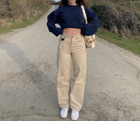 Tan Pants Aesthetic, Skin Colour Pants Outfit, Tan Coudroy Pants Outfits, How To Style Khaki Pants For School, Light Cream Cargo Pants Outfit, Crème Colored Pants Outfit, Cute Outfits With Corduroy Pants, Beige Corduroy Pants Outfits, Cute Outfits With Beige Pants