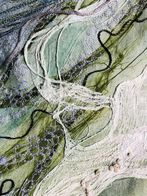 Textiles - Julie Shackson Artist Mixed Media Textile Art, A Level Textiles, Natural Form Art, Mixed Media Textiles, Textile Art Embroidery, Textiles Artwork, Seascape Art, Landscape Art Painting, Textile Fiber Art