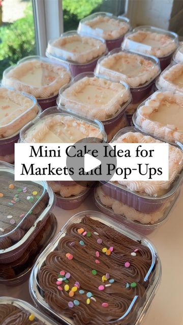 You know how much I love cake slices, especially for selling at farmer’s markets and pop ups but I think I like these tins even more. No… | Instagram Mini Cakes For Farmers Market, Farmer Market Baked Goods, What To Sell At Farmers Market Diy Crafts, Best Farmers Market Ideas, Bakery Selling Ideas, Farmers Market Baked Good Ideas, Trendy Baked Goods, Packaged Baked Goods, Farmers Market Baking Ideas