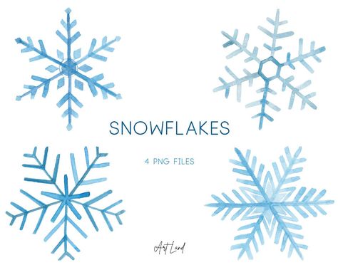 Snowflake Painting Easy, Hand Drawn Snowflakes, How To Paint A Snowflake, How To Paint Snowflakes, Watercolour Snowflakes, Christmas Cards Snowflakes, Paint Snowflakes, January Clipart, Snowflakes Watercolor