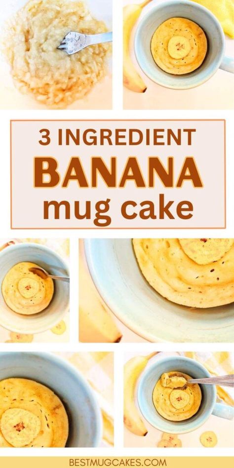 3-Ingredient Banana Mug Cake (Microwave Banana Bread) Banana Mug Cake Gluten Free, Ww Banana Mug Cake, Banana Muffin In A Mug, Banana Cake In A Cup, Recipes Using One Ripe Banana, Peanut Butter Banana Mug Cake, Microwave Banana Muffin, 3 Ingredient Banana Cake, Mug Cake 2 Ingredient