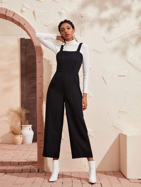 Wide Leg Pants Jumpsuit, Jumpsuit Layered Outfit, Jumpsuit And Turtleneck Outfit, Wide Legged Jumpsuit Outfit, What To Wear With Jumpsuit Outfit, Layered Jumpsuit Outfit Winter, Jumpsuit And Vest Outfit, Jumpsuits In Winter, Jampsoute Outfits