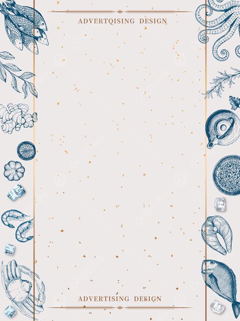 Seafood Background Wallpapers, Seafood Menu Design Ideas, Aesthetic Menu Template, Seafood Menu Design, Seafood Background, Seafood Menu Ideas, Sea Template, Menu Background, Drawing Furniture