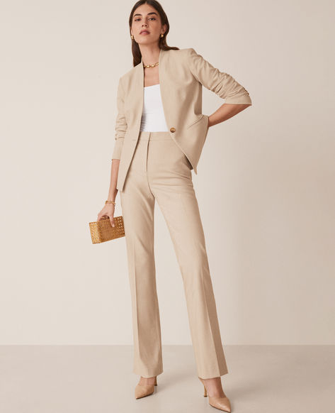 Refined four-way stretch holds its shape while flattering yours - so you stay polished and comfortable from A.M. to P.M. Front zip with hook-and-bar closure. Front off-seam pockets. Back besom pockets. Shop all Bi-Stretch Suiting. Outfits for at work. Endless office outfits for your M-F by Ann Taylor. Professional Pants Women, Women’s Pants Suits, Women’s Work Attire, Women’s Business Clothes, Ann Taylor Work Outfits, Women’s Office Wear, Professional Outfits Women Business Suit, Business Professional Dresses For Women, Lesbian Office Attire