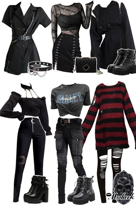 💣Refresh Your Style and Wardrobe💣 ♥Free Gift With Every Purchase♥ 🎁$5 OFF With Code: NEW5🎁 Emo Clothing Ideas, Egirl Style Outfits, Cute Emo Clothes, Goth Looks Outfits, Emo Baddie Outfits, Emo Clothes Aesthetic, Cute Egirl Outfits, Goth Style Outfits, Estilo Egirl