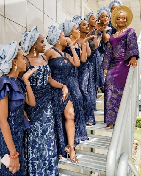 Asoebi Dress Styles, Nigerian Bridesmaid Dresses, Asoebi Dress, African Bridesmaids, Aso Ebi Dresses, Nigerian Traditional Wedding, Nigerian Outfits, African Bridesmaid Dresses, Naija Wedding