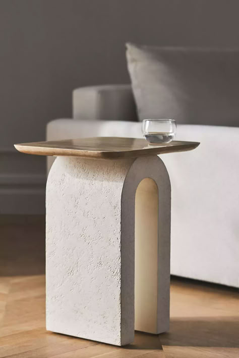 Unique End Tables, Beautiful Bedside Tables, Marble Top Side Table, Side Table Decor, Marble Furniture, Side Tables Bedroom, Concrete Furniture, Side Table Design, Marble Side Tables