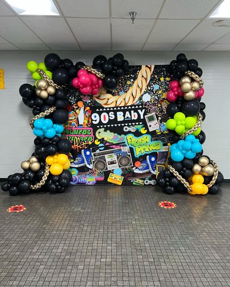 90s Theme Birthday Party Decorations, 90s Theme 50th Birthday Party, 80s And 90s Birthday Party Ideas, 90s Birthday Decorations, 30th 90s Theme Party, 1990 Party Theme, Freaknik Theme Party Decorations, 90s Hip Hop Theme Party Ideas, 90s Retro Party Decorations