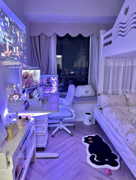 Anime Bedroom Ideas, Games Room Inspiration, Cool Room Designs, Dream Bedroom Inspiration, Gamer Room Decor, House Remodeling, Cute Bedroom Ideas, Room Redesign, Anime Room