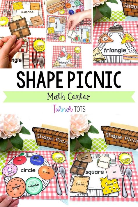 Triangle Snacks Preschool, Sort Activities For Preschool, Math Number Activity For Preschool, Classifying Activities For Preschool, Preschool Picnic Food, Camping Shapes Preschool, Picnic For Preschoolers, Shape Lessons For Preschool, Picnic Fine Motor Activities