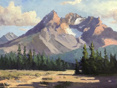 Mountain And Clouds Painting, Paintings Landscape Acrylic, Mountain Oil Painting Landscape Art, Mountain Impressionist Painting, Landscape Art Mountains, Acrylic Painting Ideas Landscape Mountains, Simplified Landscape Painting, Acrilic Paintings Ideas Mountain, Mountain Painting Landscape