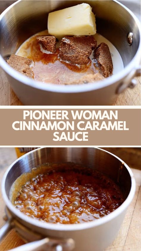 Pioneer Woman Cinnamon Caramel Sauce is made with brown sugar, butter, half-and-half or cream, vanilla, cinnamon, and a pinch of salt. This easy cinnamon caramel sauce recipe creates a delicious dessert topping that takes about 10 minutes to prepare and can serve up to 8 people. Caramel With Half And Half, Caramel Sauce With Half And Half, Pioneer Woman Caramel Sauce, Brown Butter Caramel Sauce, Pecan Brown Sugar Topping, Cinnamon Caramel Sauce, Cinnamon Sugar Butter Recipe, Caramel Roll Sauce, How To Make Caramel Sauce