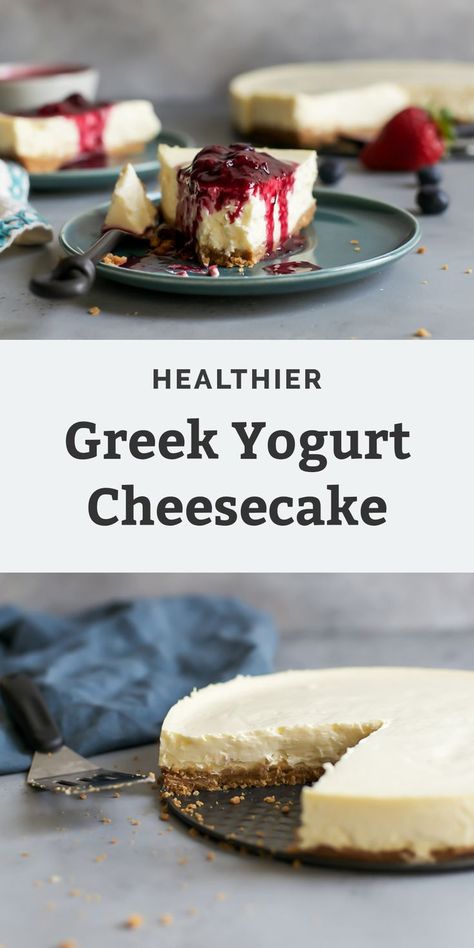 Healthy Cheesecake Recipes, Best Greek Yogurt, Greek Yogurt Cheesecake, Yogurt Cheesecake, Fit Mitten Kitchen, Biscuits Diététiques, Cheesecake Recipes Classic, Healthy Cheesecake, Cheesecake Lovers