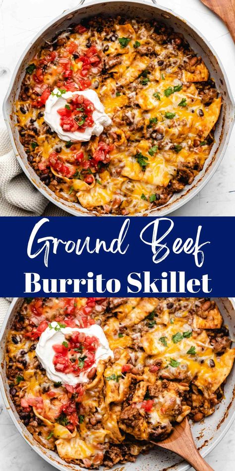 Beef Burrito Skillet Recipe, Low Carb Burritos Ground Beef, Ground Beef Burrito Skillet, Ground Beef Scramble, Hamburger Meat Burrito Recipes, Ground Beef Supper Recipes, Scrambled Hamburger Recipes Ground Beef, Easy Ground Beef Recipes Dairy Free, Keto Wet Burrito Recipe