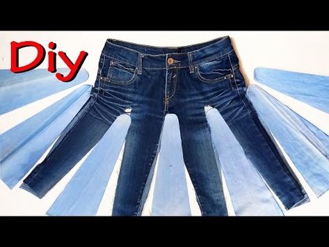 How to diy a skirt from old jeans / Upcycling jeans / Easy sewing skirt / renew old clothes - YouTube Diy Jean Skirt From Jeans Tutorials, Jeans Skirt Diy Upcycling, Jean Skirt From Old Jeans, Diy Denim Skirt From Jeans Tutorials, How To Turn Jeans Into A Skirt, How To Make A Skirt Out Of Jeans, Diy Jean Skirt From Jeans, Pants To Skirt Diy, Turn Jeans Into Skirt